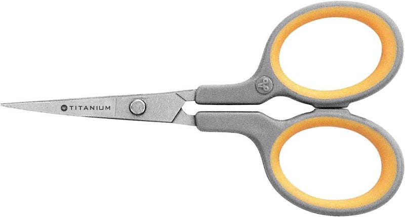 Westcott 4" Embroidery Scissors with Titanium-Bonded Blades, for Crafting, Sewing & More, Gray/Yellow - Image 1